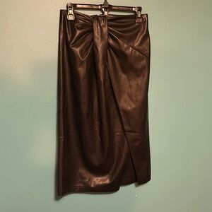 It’s Fashion Vegan Leather Skirt with Top detail and Front Split